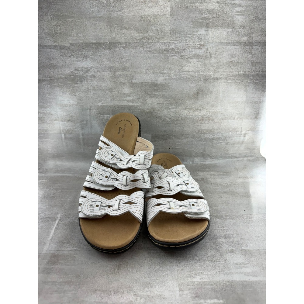 Clarks Collection Brinkley Luma White Slide Sandals Women Sz 9.5W 261476595070